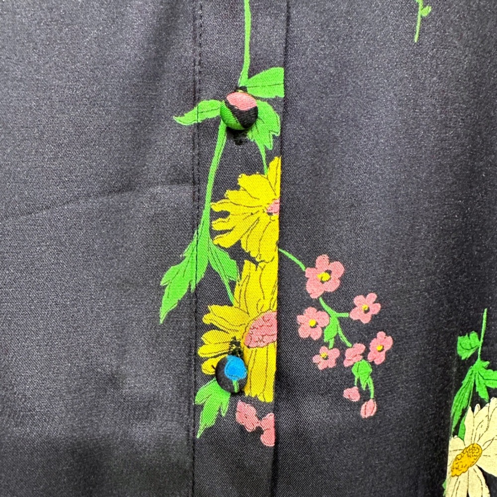 Boden Anna Blouson Sleeve Blouse Navy Blue Floral Silk Blend Button US 6 UK 10 - Picture 4 of 6
